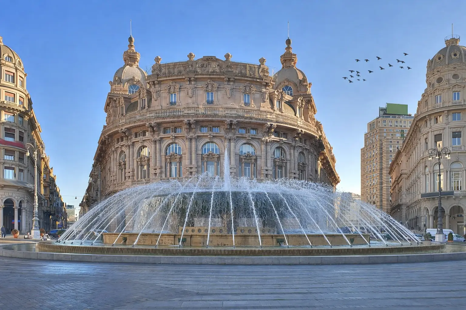 Piazza De Ferrari w Genui – centralny plac miasta